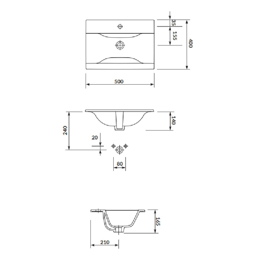 Cersanit S801-456 - Mobile bagno sospeso con lavabo NIKO 50x40 cm bianco