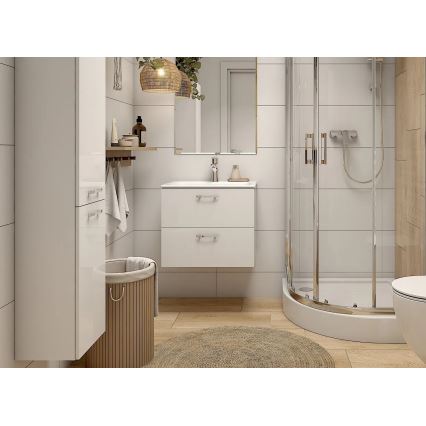 Cersanit S801-456 - Wandhängender Badezimmerschrank mit integriertem Waschbecken NIKO 50x40 cm weiß