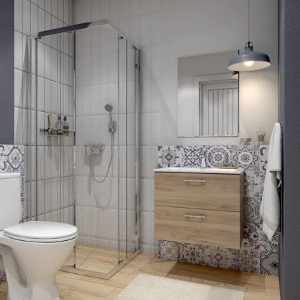 Cersanit S801-457 - Meuble de salle de bains suspendu avec lavabo NIKO 60x45 cm noyer