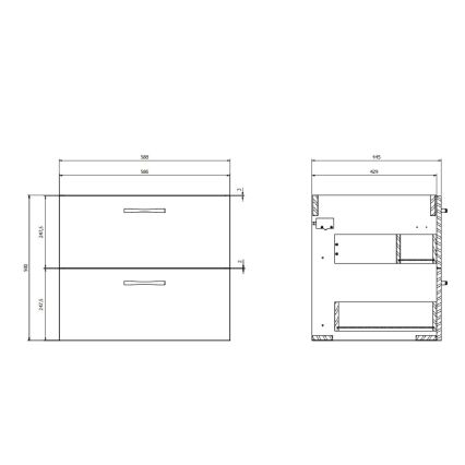 Cersanit S801-457 - Meuble de salle de bains suspendu avec lavabo NIKO 60x45 cm noyer