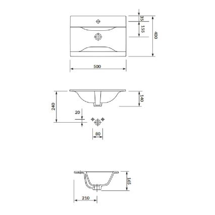 Cersanit S801-458 - Mobile bagno sospeso con lavabo NIKO 50x40 cm noce