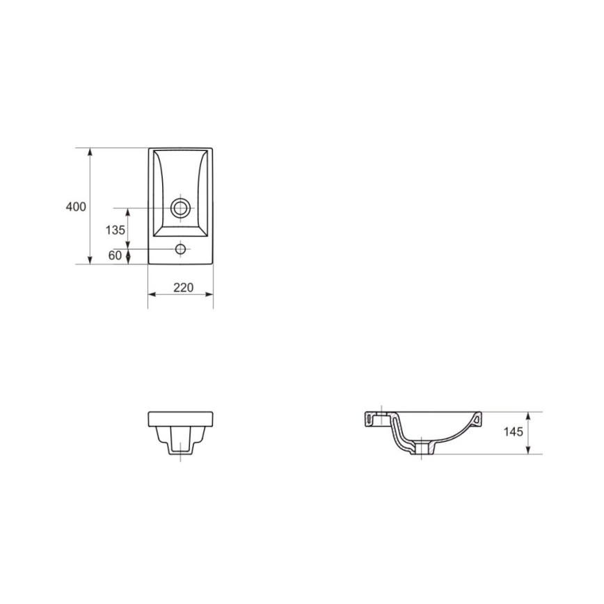 Cersanit S801-569 - Meuble-lavabo mural MILLE 40 x 22 cm noir