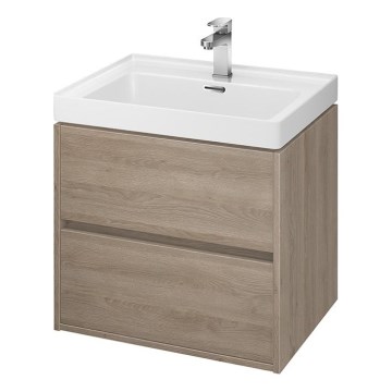 Cersanit S924-008 - Hängender Badunterschrank mit Waschbecken BARBARA 53,3x59,4 cm Eiche