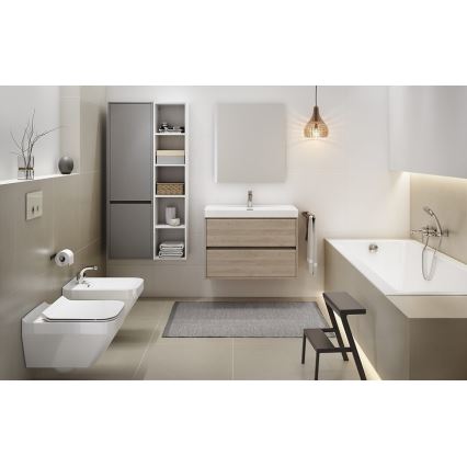 Cersanit S924-008 - Hängender Badunterschrank mit Waschbecken BARBARA 53,3x59,4 cm Eiche