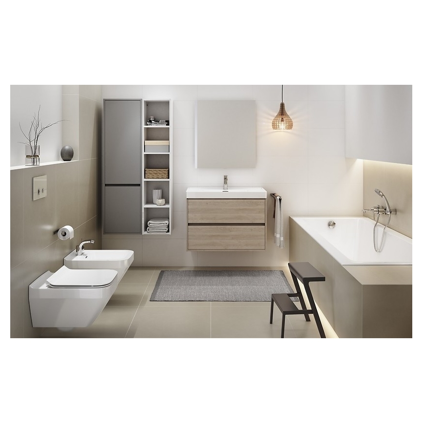 Cersanit S924-008 - Hängender Badunterschrank mit Waschbecken BARBARA 53,3x59,4 cm Eiche