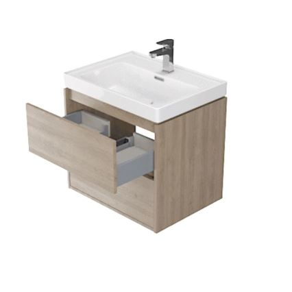 Cersanit S924-008 - Hängender Badunterschrank mit Waschbecken BARBARA 53,3x59,4 cm Eiche