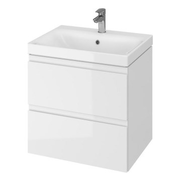Cersanit S929-010 - Hängender Badunterschrank mit Waschbecken MEDDIE 57x59,5 cm glänzend weiß