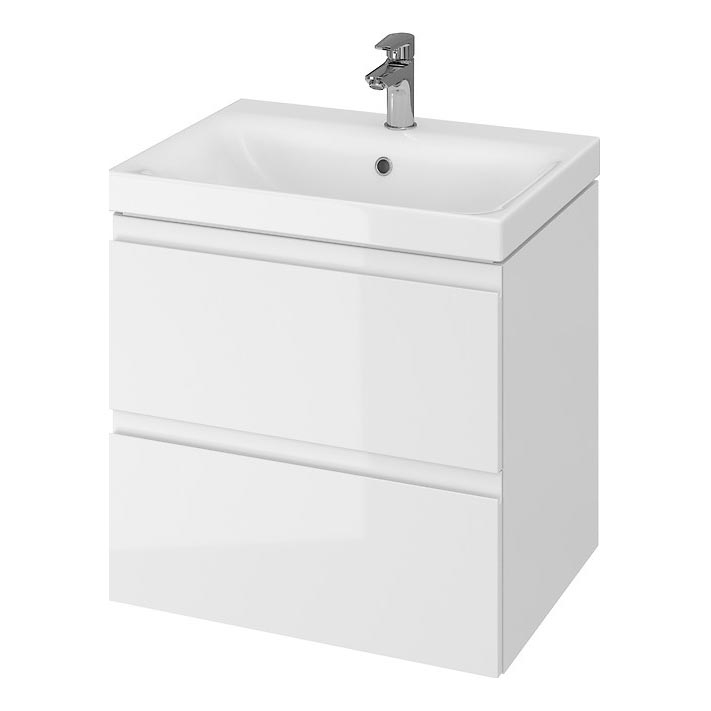 Cersanit S929-010 - Hängender Badunterschrank mit Waschbecken MEDDIE 57x59,5 cm glänzend weiß