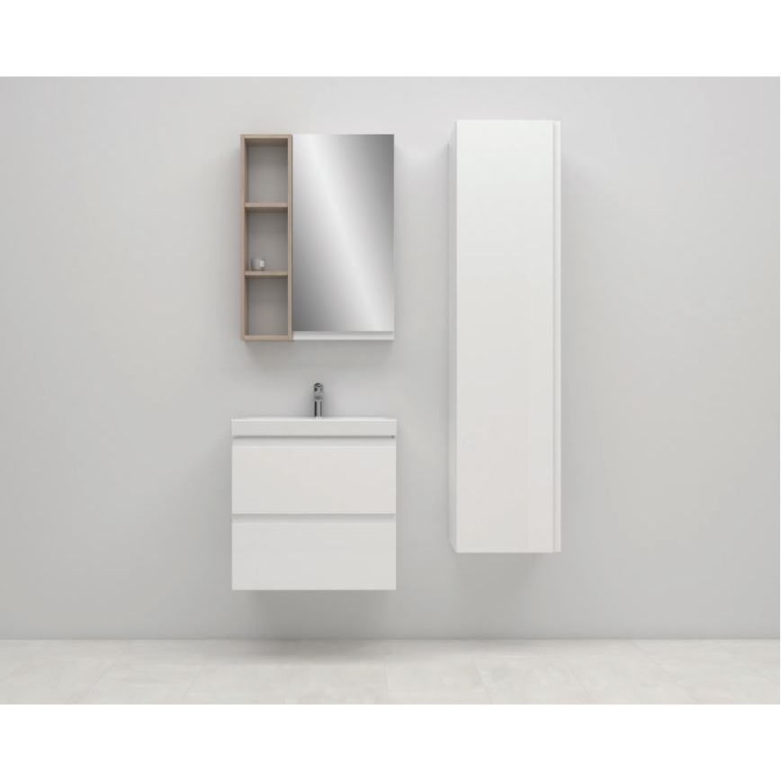 Cersanit S929-010 - Hängender Badunterschrank mit Waschbecken MEDDIE 57x59,5 cm glänzend weiß