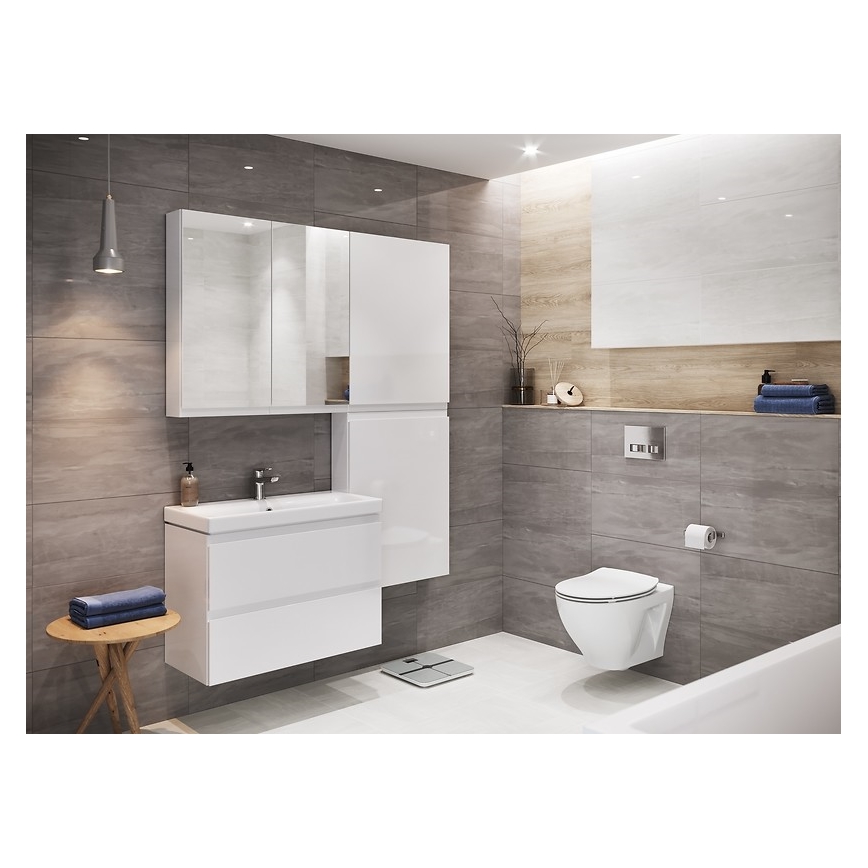 Cersanit S929-010 - Hängender Badunterschrank mit Waschbecken MEDDIE 57x59,5 cm glänzend weiß