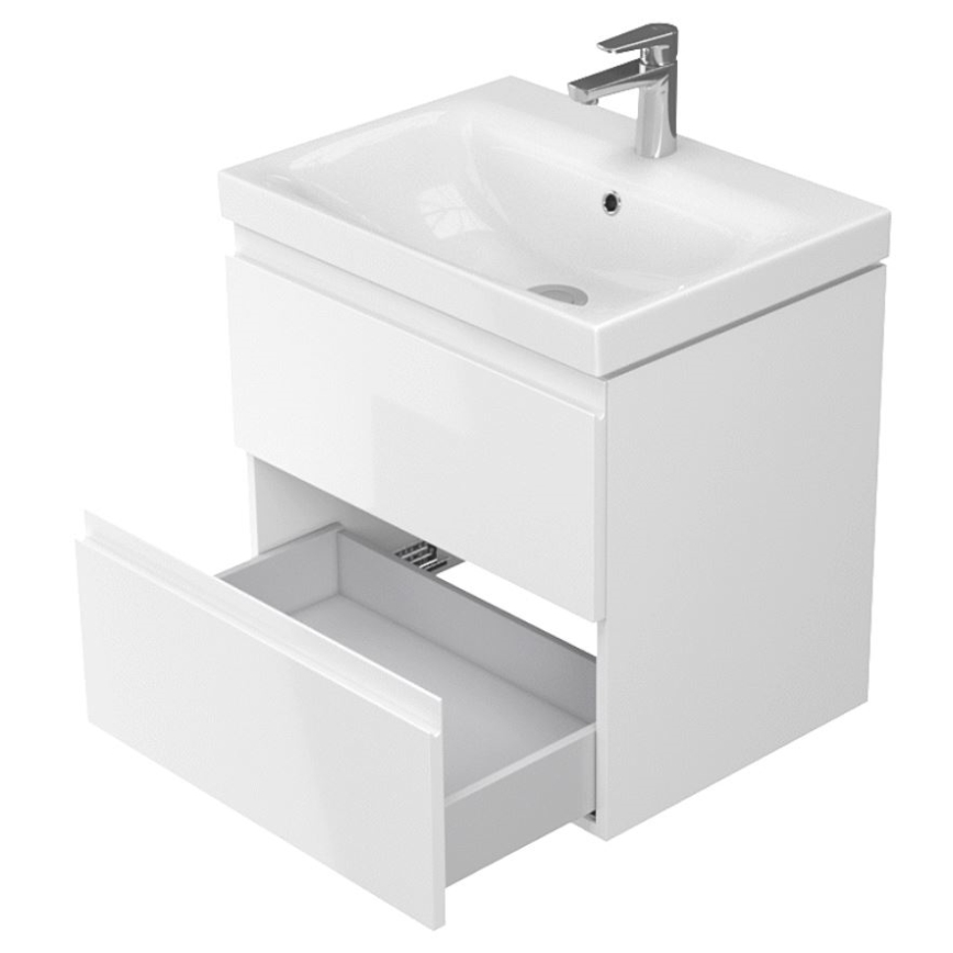 Cersanit S929-010 - Hängender Badunterschrank mit Waschbecken MEDDIE 57x59,5 cm glänzend weiß