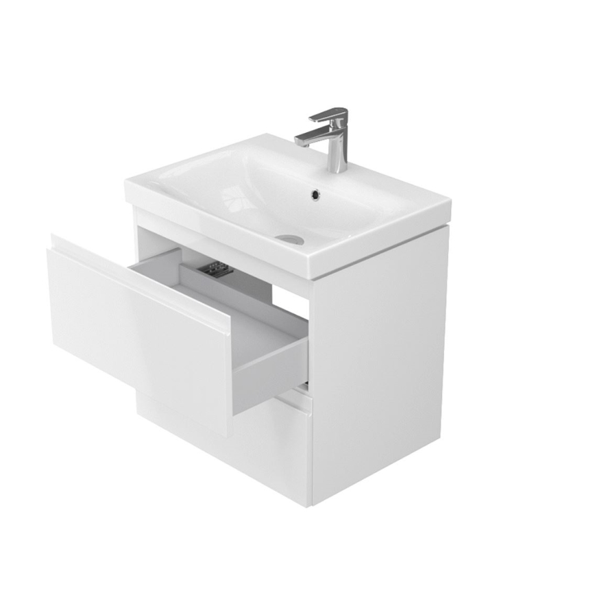 Cersanit S929-010 - Hängender Badunterschrank mit Waschbecken MEDDIE 57x59,5 cm glänzend weiß