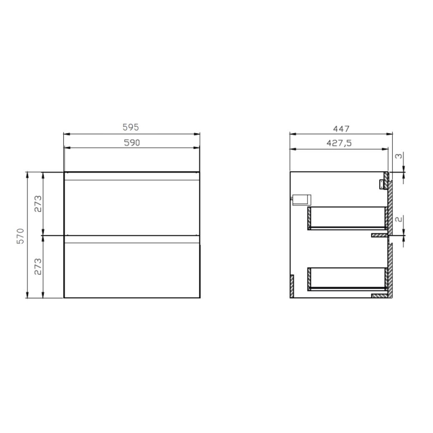 Cersanit S929-010 - Hängender Badunterschrank mit Waschbecken MEDDIE 57x59,5 cm glänzend weiß