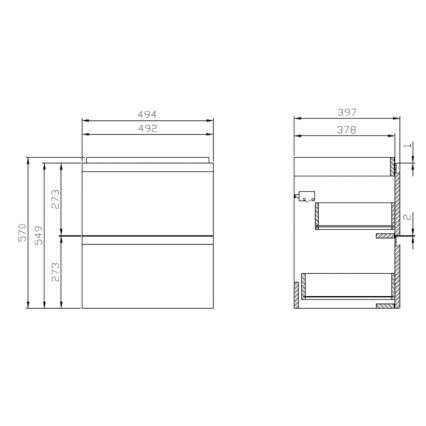 Cersanit S929-012 - Pendente mobile da bagno pod umyvadlo MEDDIE 57x49,4 cm bianco lucido