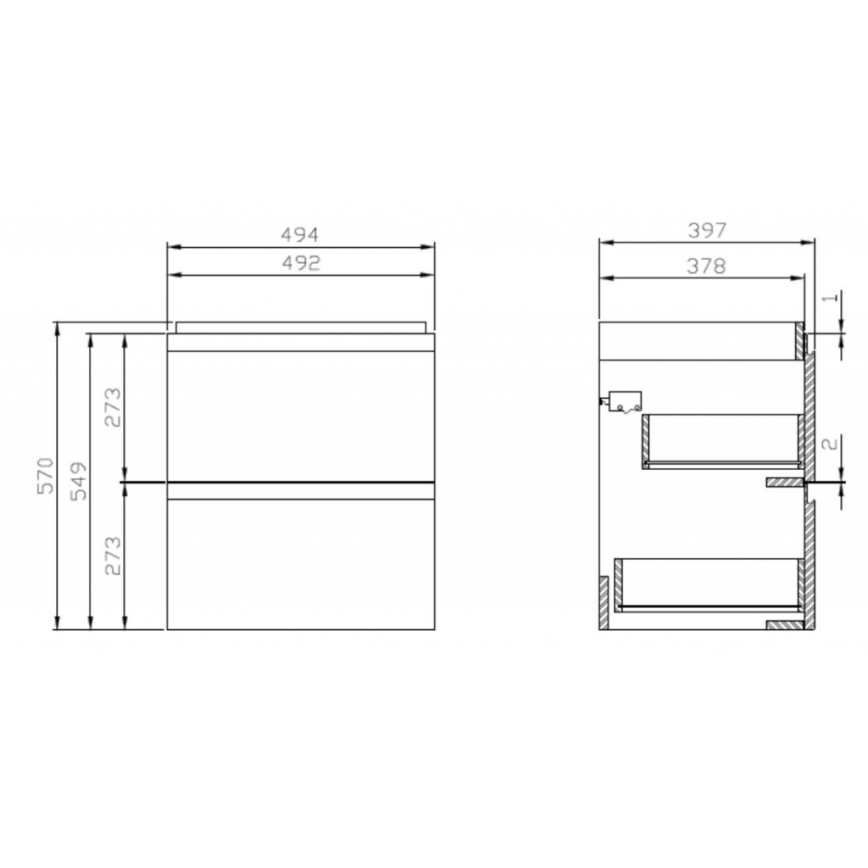 Cersanit S929-012 - Pendente mobile da bagno pod umyvadlo MEDDIE 57x49,4 cm bianco lucido