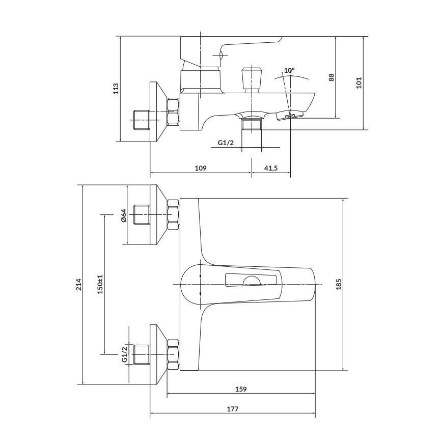 Cersanit S951-006 - Rubinetto vasca da bagno MILLE cromo lucido
