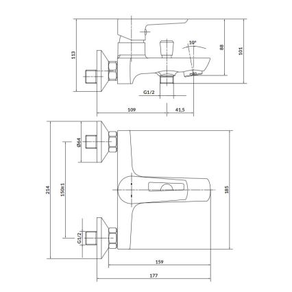Cersanit S951-008 - Rubinetto vasca da bagno MILLE bianco/cromo lucido