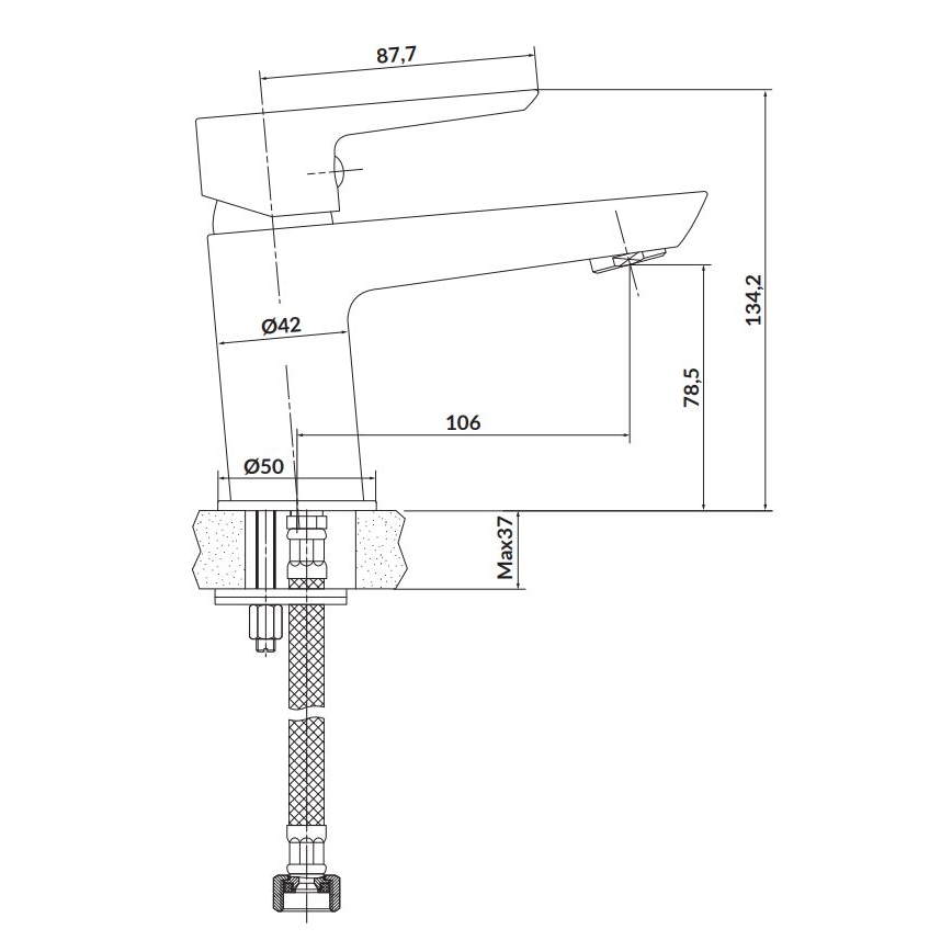 Cersanit S951-047 - Waschbeckenarmatur MILLE 13,4 cm weiß + Ablauf
