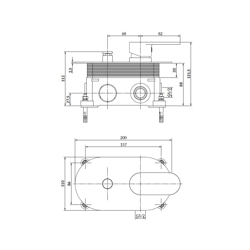 Cersanit S951-322 - Duscharmatur für Unterputzinstallation CREA schwarz