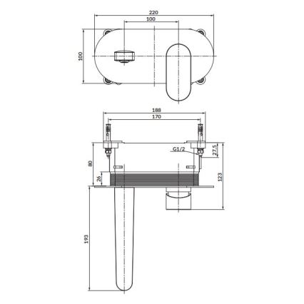 Cersanit S951-330 - Robinet de lavabo pour installation encastrée CREA chrome brillant