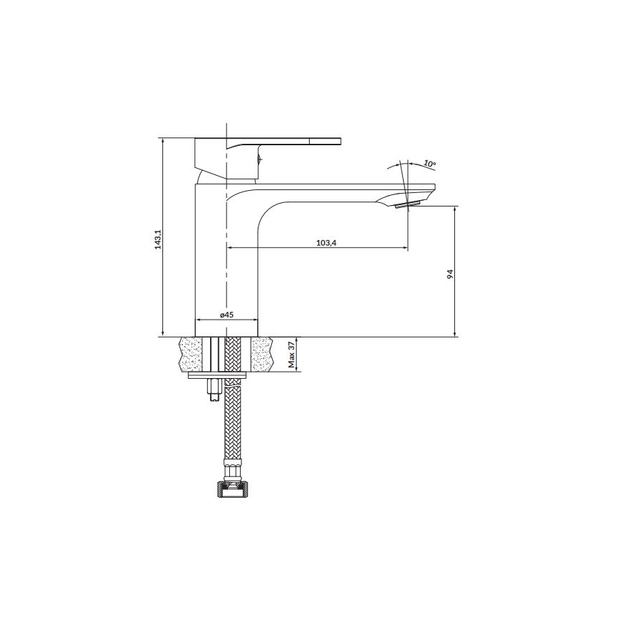Cersanit S951-331 - Robinet de lavabo CREA 14,3 cm noir