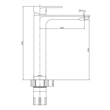 Cersanit S951-332 - Robinet de lavabo CREA 27,4 cm noir