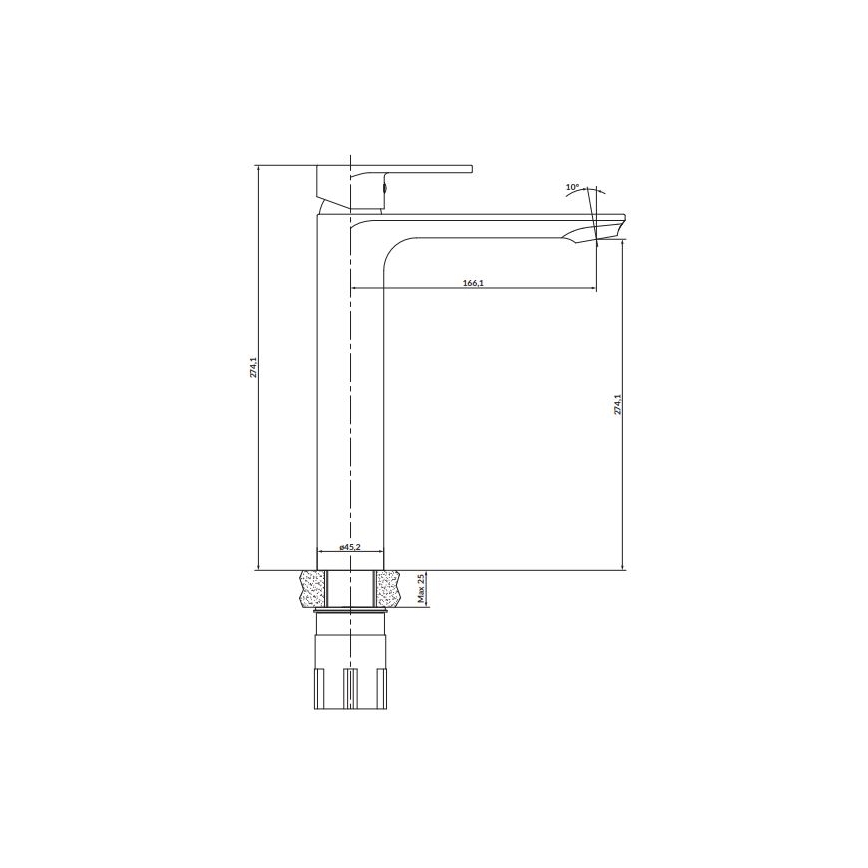 Cersanit S951-332 - Waschbeckenarmatur CREA 27,4 cm schwarz