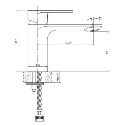 Cersanit S951-334 - Robinet de lavabo CREA 14,3 cm nickel