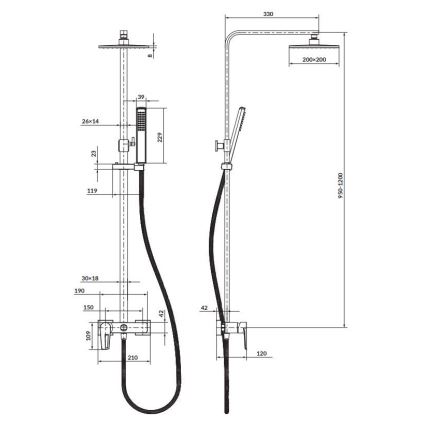 Cersanit S951-339 - Duschset MILLE Hochglanzchrom