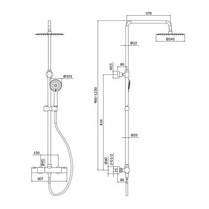 Cersanit S951-340 - Set doccia con rubinetto termostatico CITY cromo lucido