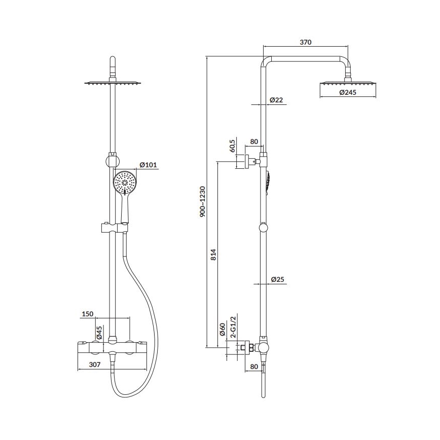 Cersanit S951-340 - Set doccia con rubinetto termostatico CITY cromo lucido