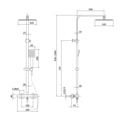 Cersanit S951-341 - Duschset mit thermostatischem Mischbatterie CITY glänzender Chrom
