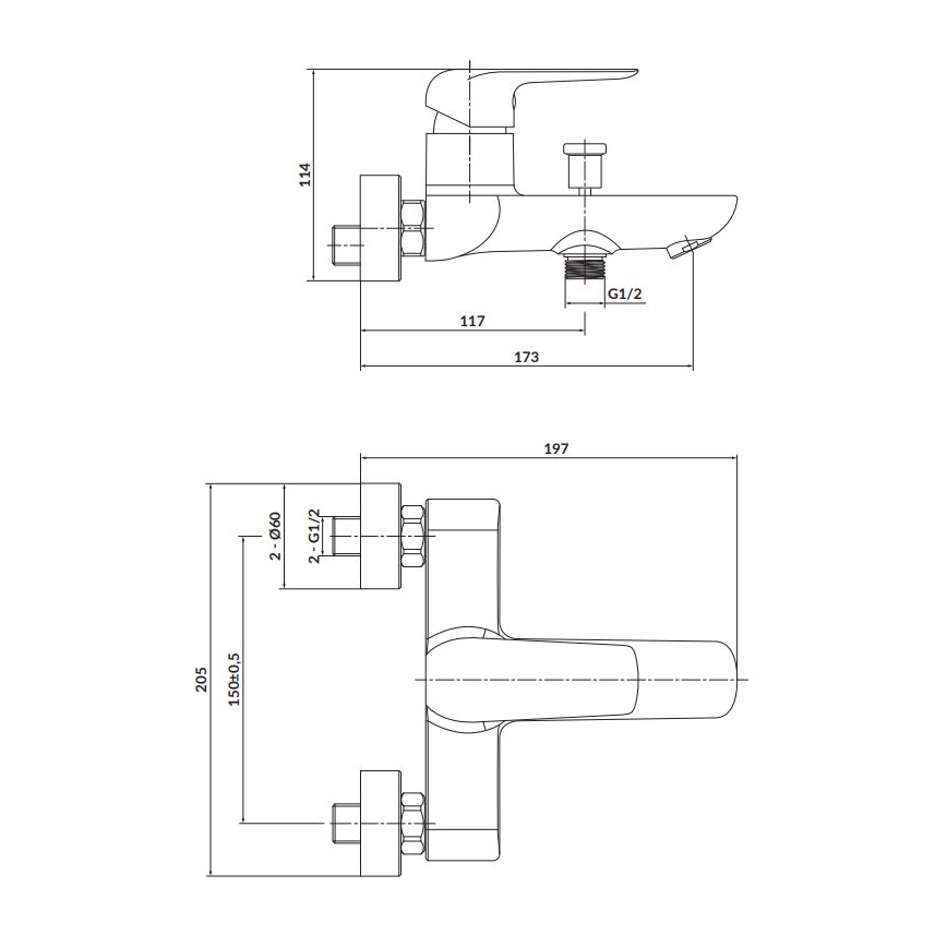 Cersanit S951-344 - Rubinetto vasca da bagno CITY cromo lucido