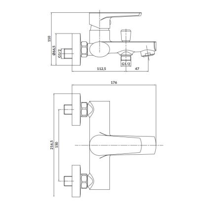 Cersanit S951-346 - Rubinetto vasca da bagno MODUO cromo lucido