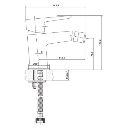 Cersanit S951-349 - Robinet de bidet MILLE noir