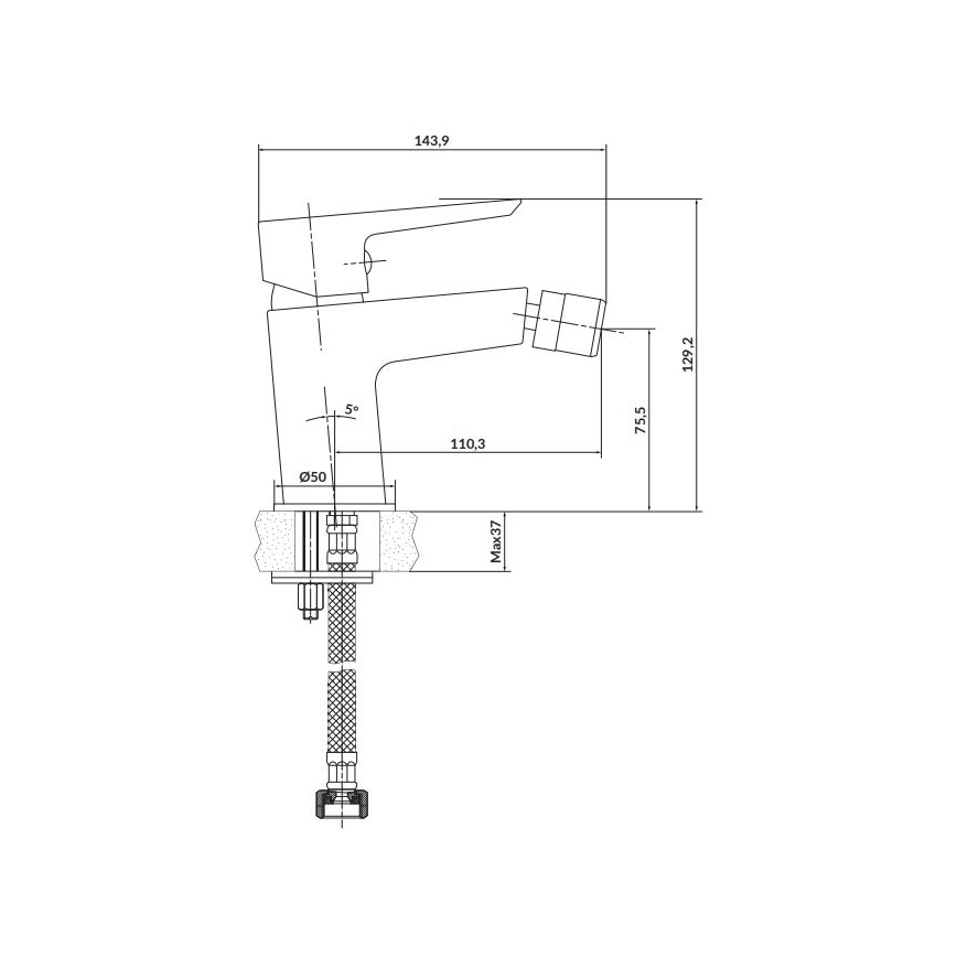 Cersanit S951-349 - Rubinetto del bidet MILLE nero