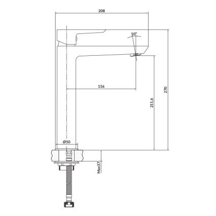 Cersanit S951-354 - Rubinetto del lavandino MILLE 27 cm cromo lucido + scarico