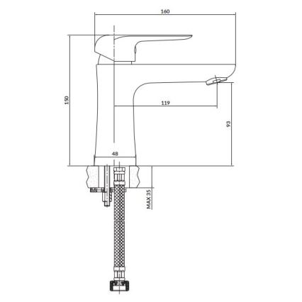 Cersanit S951-359 - Robinet de lavabo CITY 15 cm chrome brillant