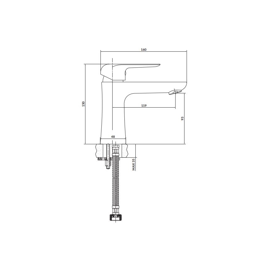 Cersanit S951-359 - Waschbeckenarmatur CITY 15 cm glänzendes Chrom