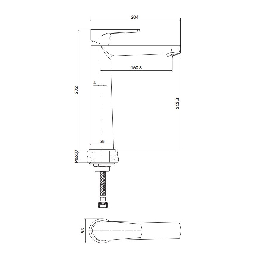 Cersanit S951-363 - Robinet de lavabo MODUO 27,2 cm chrome brillant