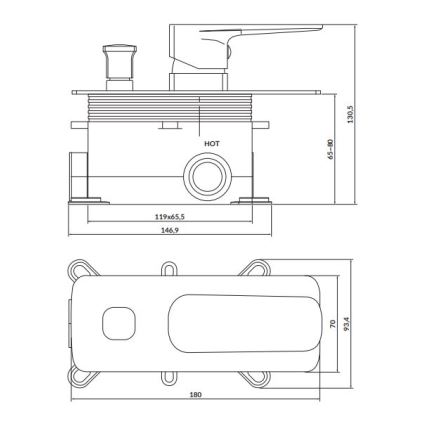 Cersanit S951-373 - Duscharmatur für Unterputzinstallation LARGA schwarz