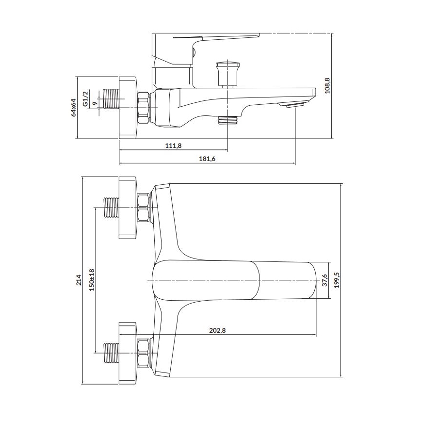 Cersanit S951-377 - Badewannenarmatur LARGA Hochglanzchrom
