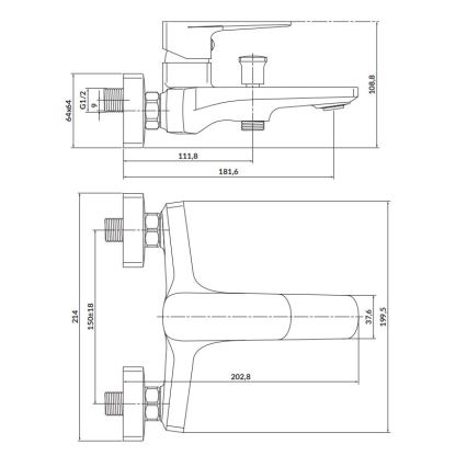 Cersanit S951-378 - Badewannenarmatur LARGA goldfarben