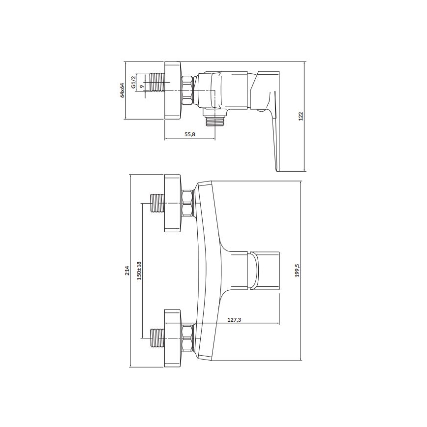 Cersanit S951-382 - Duscharmatur LARGA schwarz