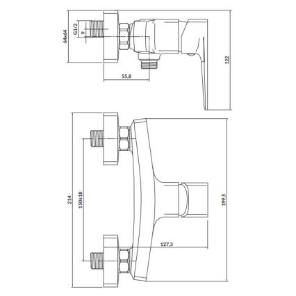 Cersanit S951-384 - Duscharmatur LARGA golden