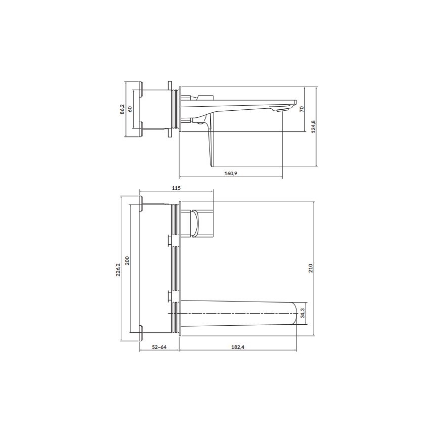 Cersanit S951-385 - Robinet de lavabo pour installation encastrée LARGA noir