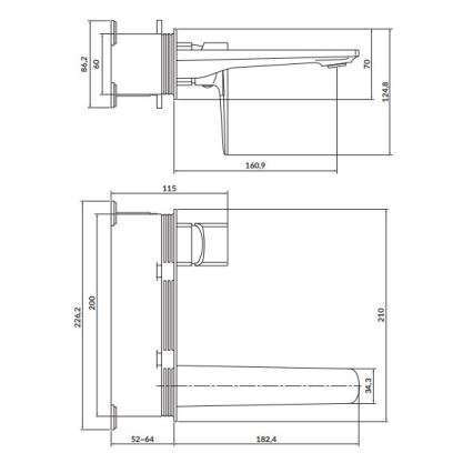 Cersanit S951-386 - Rubinetto per lavabo da incasso LARGA cromo lucido