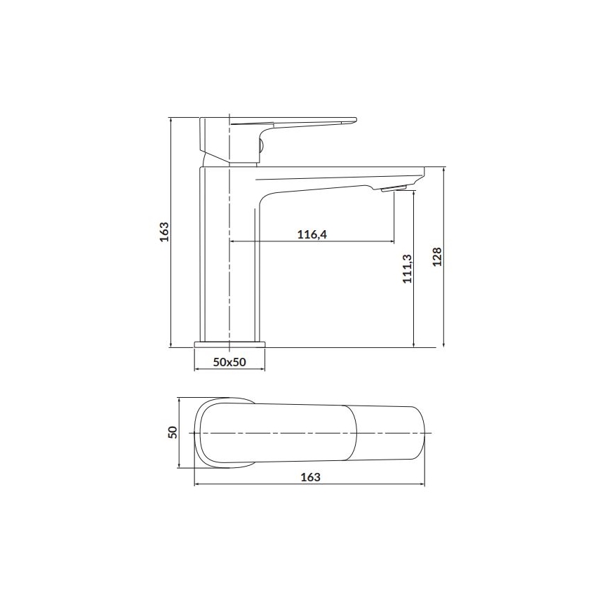Cersanit S951-388 - Rubinetto del lavandino LARGA 16,3 cm cromo lucido