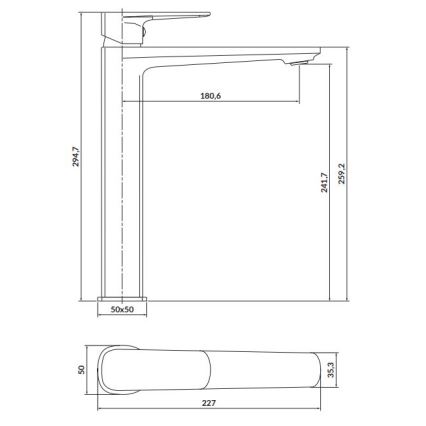 Cersanit S951-392 - Robinet de lavabo LARGA 29,5 cm chrome brillant