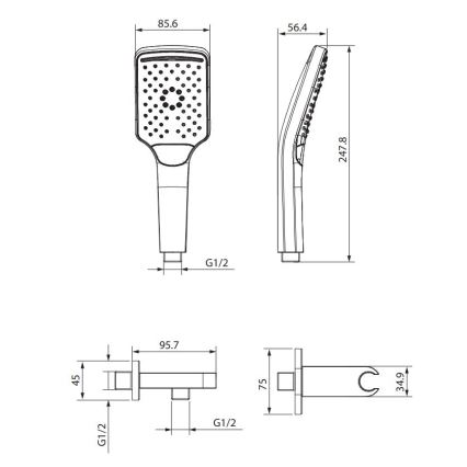 Cersanit S951-513 - Ensemble de douche LARGA noir